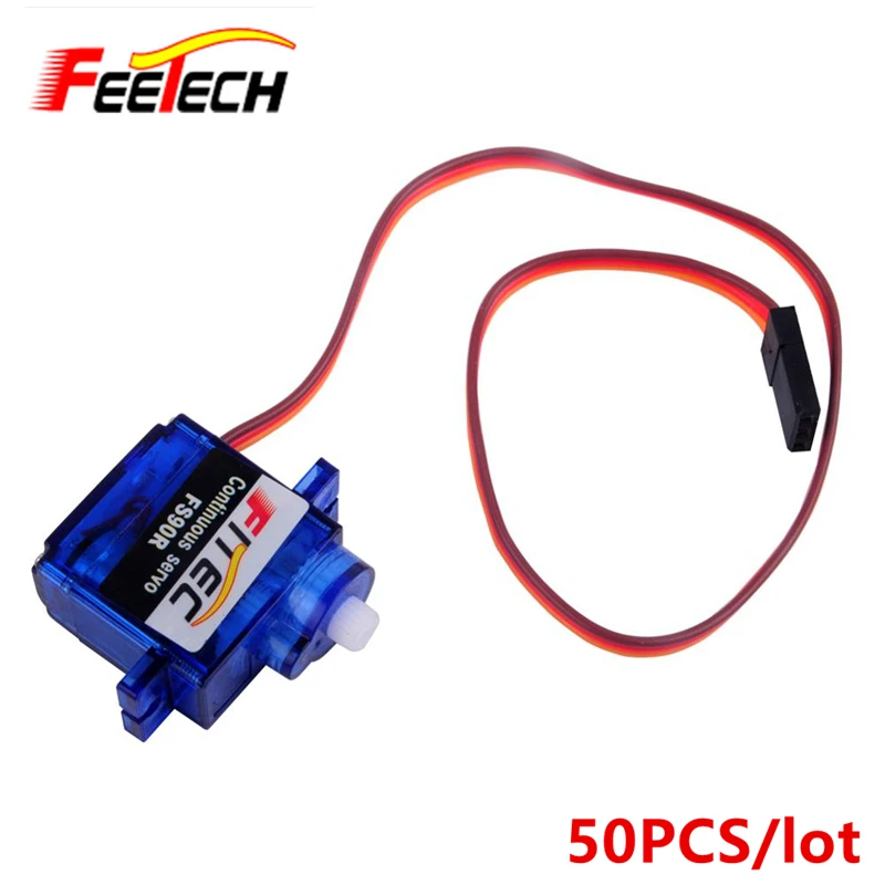 

Сервопривод Feetech FS90R, 50 шт., для 9 ГГц, 360 градусов, непрерывное вращение, микро мини робот, сервопривод RC 250 450, вертолет, самолет, автомобиль