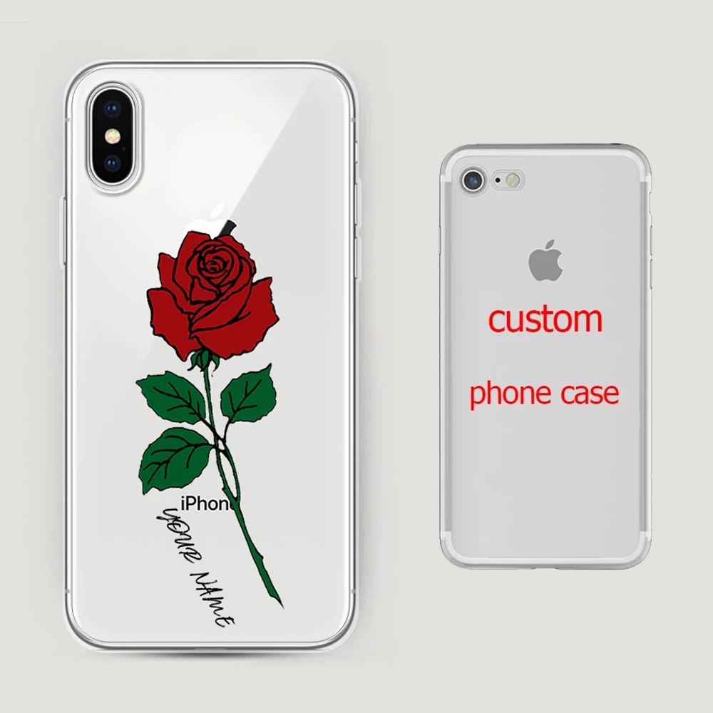 

DIY Your name Custom Design Print Case Cover For iPhone XR XS Max 5 5s SE 6 6s 7 8 Plus X Flower Customized Soft Silicone TPU