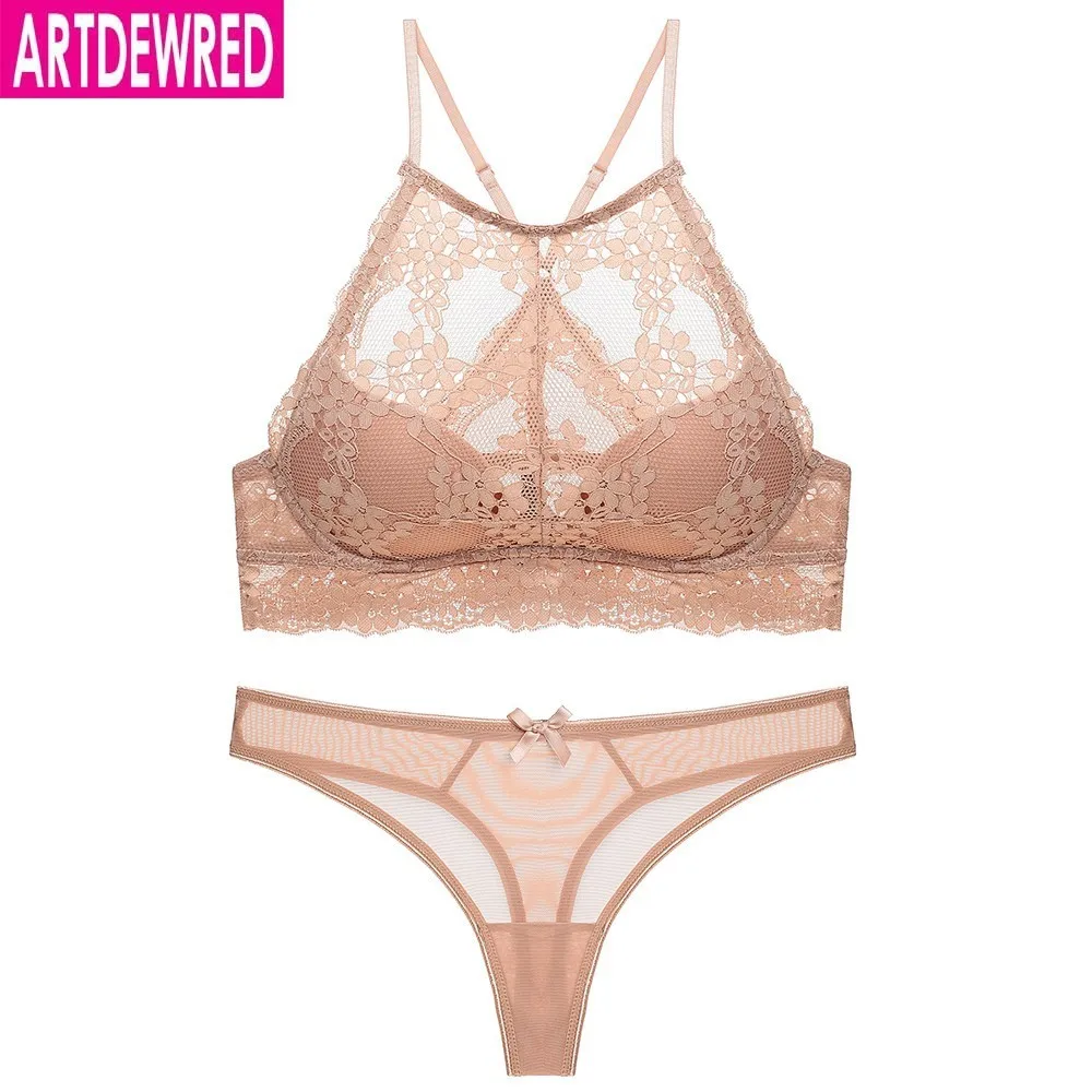 

New Top Cotton Sexy Underwear Set Bras Brassiere Women Lingerie Set Lace Embroidery Push up Bra Panties Sets Deep V Gather