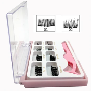 

Amazon Hot sell Magnetic Eyelashes Dual Triple Magnet Eye Lashes 3D False Eyelashes Mink eyelash Fake eyelashes with tweezer
