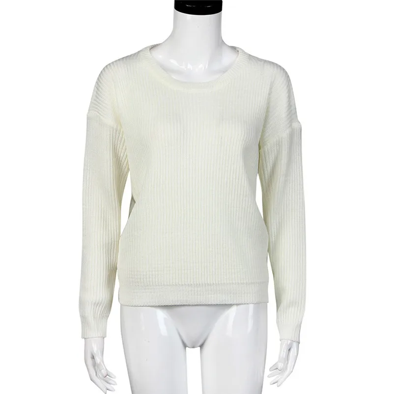 HOT sell sweaters fashion 2018 women Solid Casual Loose Fall Winter Sweater Long Sleeve female Knitted Tops Invierno O09#N (4)