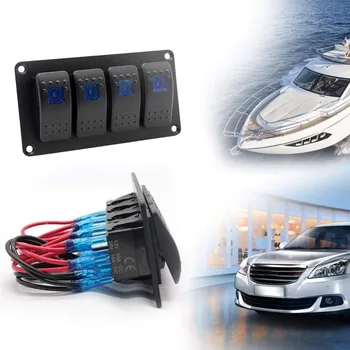 

12V/24V RV Boat Marine 4-Gang LED Rocker Switch Panel