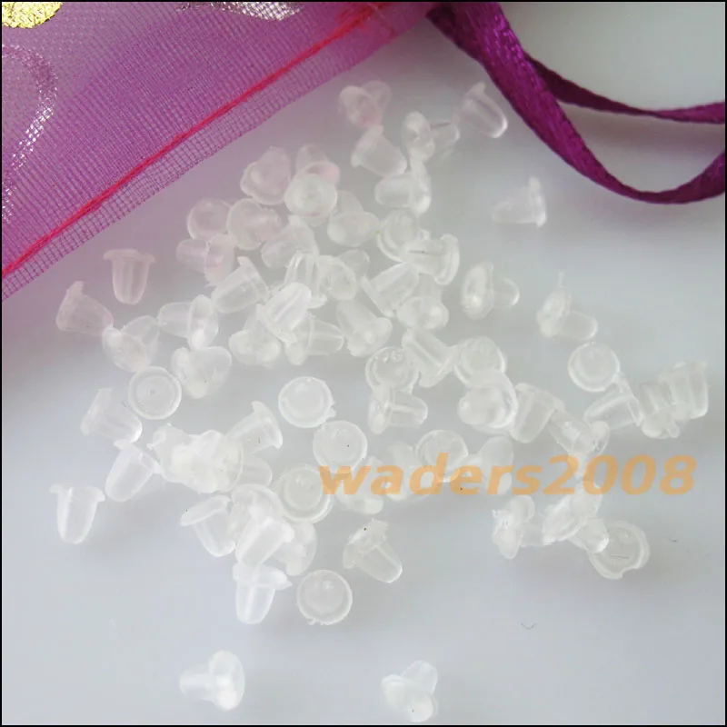 

700Pcs Transparent Bullet Rubber Earring Back Stopper Finding 3x4mm