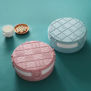 

Double Layer Container with Lid Nut Compartment Large Capacity Dried Fruit Candy Box Organizer Food Storage Kitchen Round Shape
