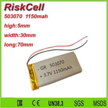 

Free shipping 3.7V 1150mah 503070 Lithium Polymer Li-Po Rechargeable Battery For Mp3 MP4 MP5 GPS PSP mobile Pocket PC e-books