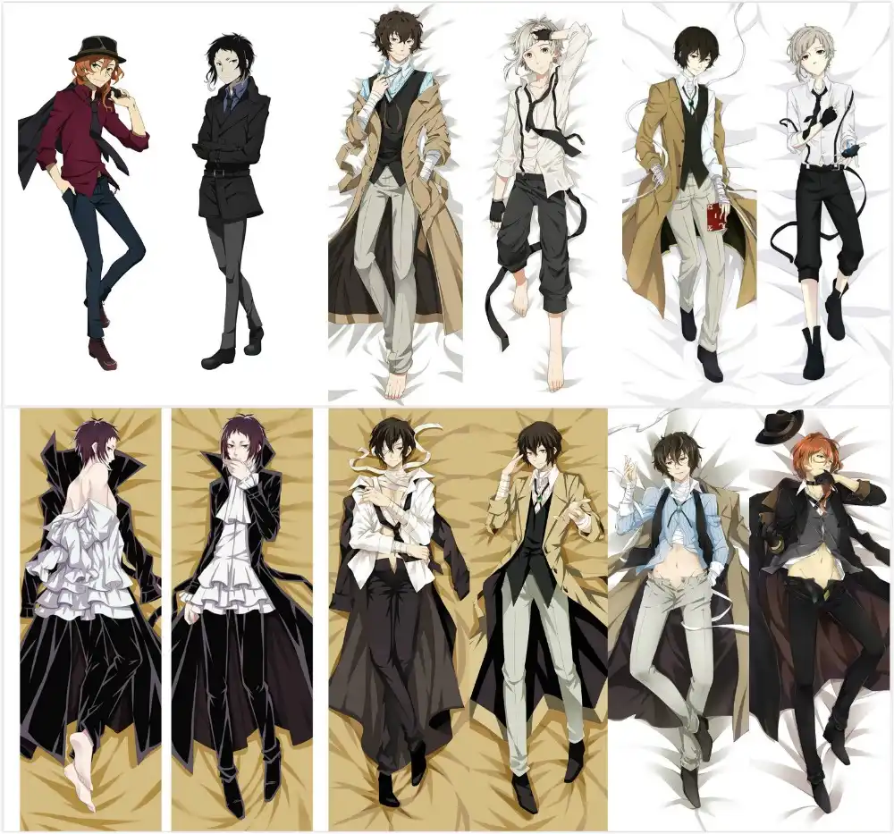 Novo osamu dazai-bungo cães vadios anime japonês abraçando corpo fronha capa de cama dakimakura travesseiros