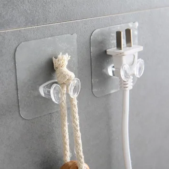 

Power Plug Adhesive Hook Traceless Strong Adhesive Plastic Hanger Electric Appliance Wire Plug Holder For Kitchen Bathroom
