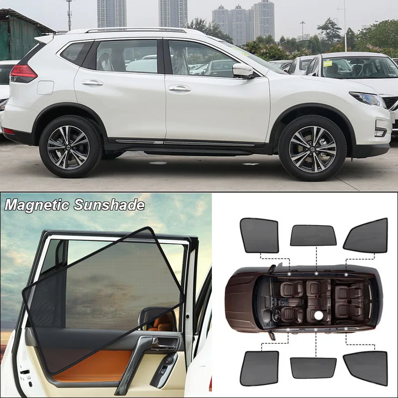 

Car Side Windows Magnetic Sun Shade UV Protection Ray Blocking Mesh Visor For Nissan x-trail Curtain Accessories