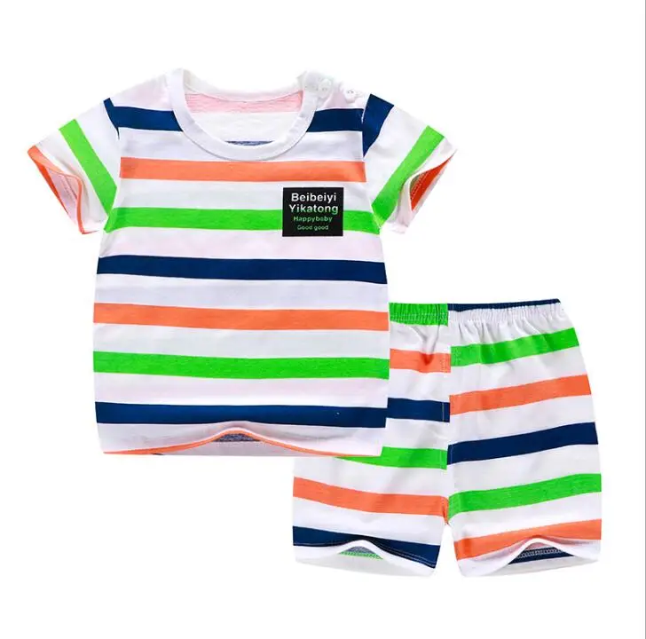 

2019 New Children's Short Sleeve Suit, Pure Cotton Girls'Summer Dress, Boys' Shorts, Babies'Clothes, Korean Children's Clothes A