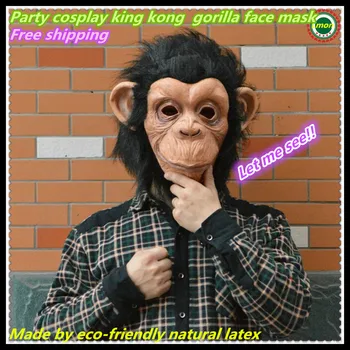 

Free shipping King Kong Gorilla Masks Latex Full Face Mask With Super Much Wool Halloween Holiday Party gorilla head mask