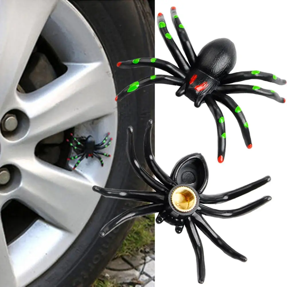 4Pcs PVC + Copper Spider Universal Car Truck Wheel Tire Air Valve Stem Anti dust Cover Caps Air