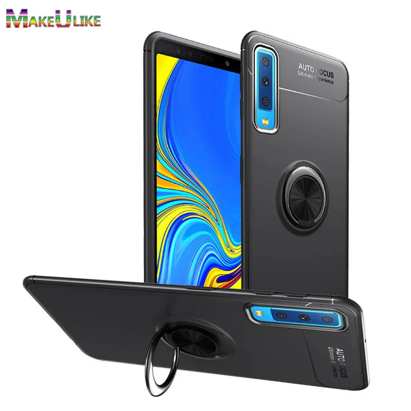 

MAKEULIKE Ring Slim Cover For Samsung Galaxy A9 2018 Case Soft TPU Phone Back Cases For Samsung Galaxy A7 2018 A750 Cover