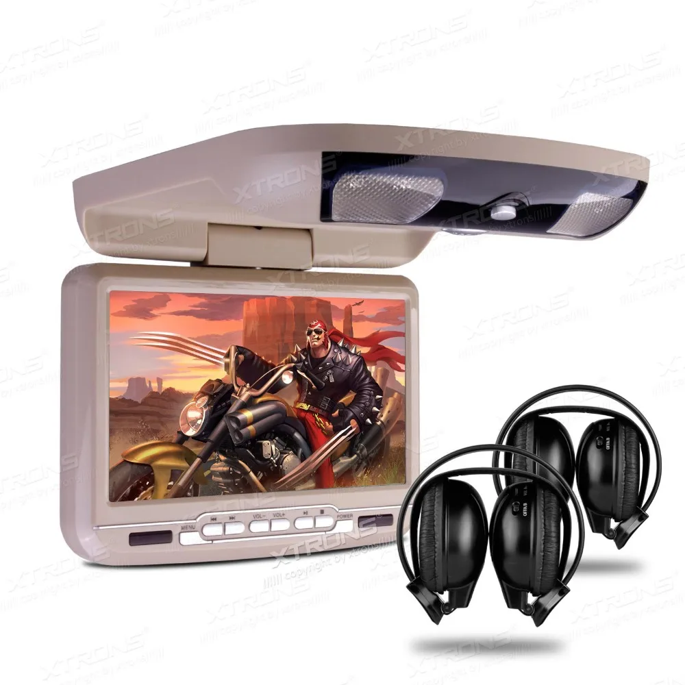XTRONS Cream Monitor 9" HD Screen Car MPV Roof Mount Flip 