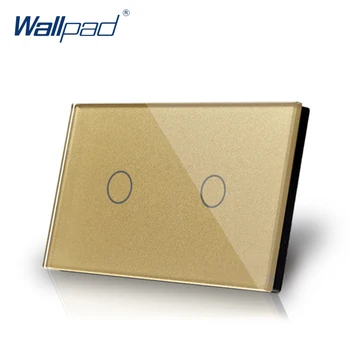 

2 Gang 1 Way Touch Switch US/AU Standard Wallpad Luxury Crystal Gold Glass LED Indicator Touch Screen On/Off Light Wall Switch