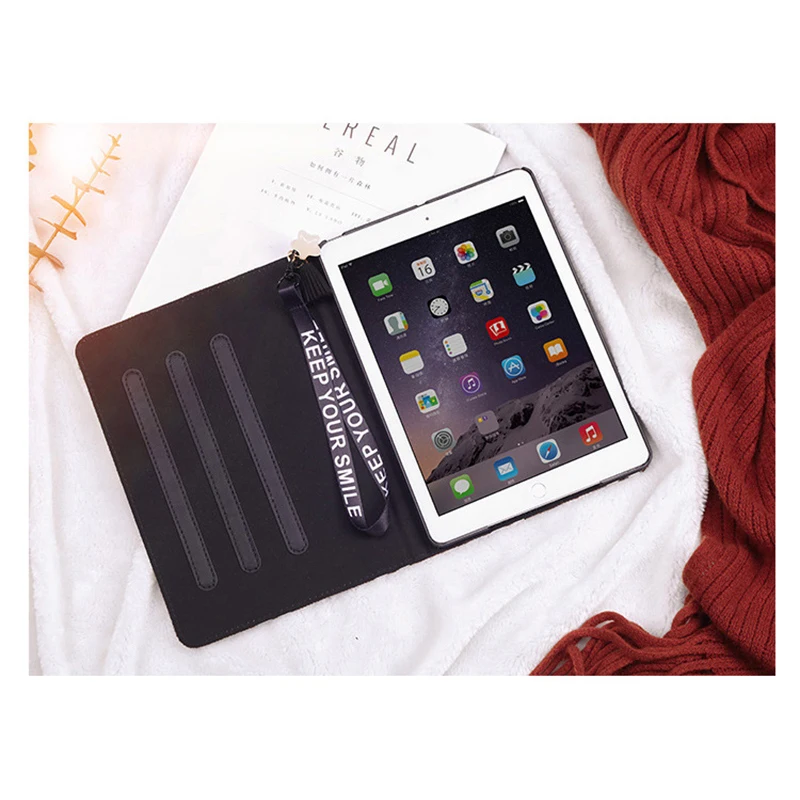 For Ipad Mini 4 Case PU Leather Star Lanyard Smart Flip Stand Crazy Horse Screen Protector Cover for Apple Gadget A1538 A1550