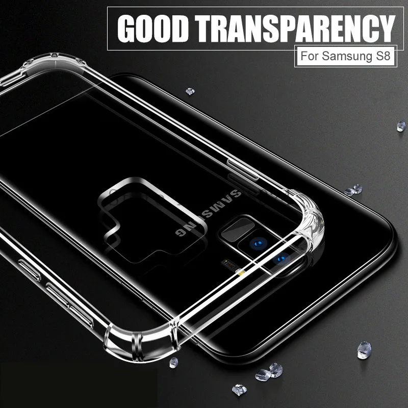 

Shockproof Clear Soft Silicone Armor Case for Samsung Galaxy A8 Plus A5 A7 2018 S7 Edge S8 S9 Plus Note 8 9 back cover cases