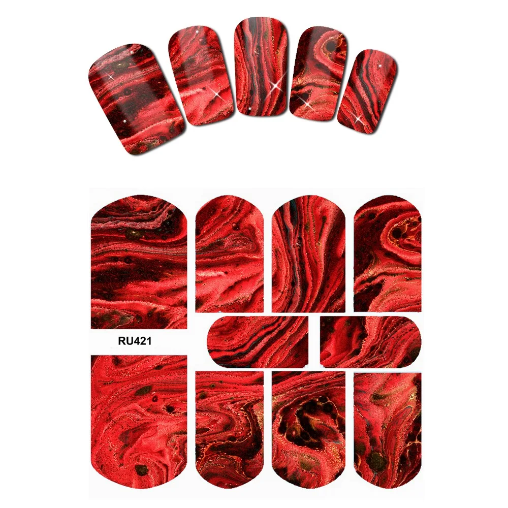 UPRETTEGO NAIL ART BEAUTY WATER DECAL SLIDER цветные наклейки на ногти мраморный камень абстрактный