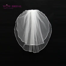 Wowbridal простой белый предназначен невесты свадебная фата два-Слои лента края органзы Свадебные Интимные аксессуары ts0003