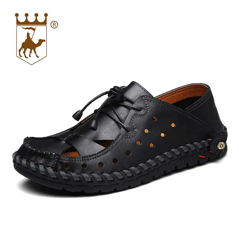 BACKCAMEL Summer 2018new fashion genuine leather sandals men hollow shoes leather breathable trend outdoor handmade native