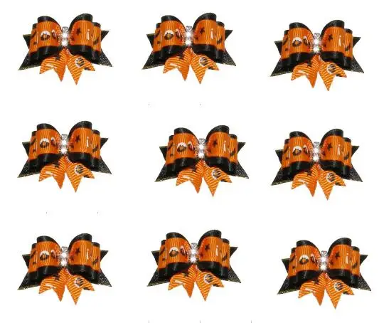 

50pcs/lot Big sale Pet Dog puppy cat Hair Ribbon Bows Dog rubber Hair Accessories Halloween Pet Grooming Products Y511