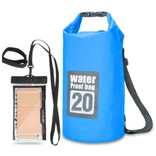 5L/10L/15L/20L Открытый Водонепроницаемый Сухой Рюкзак рулон-топ плавающая сумка с 6,3 ''водонепроницаемый чехол для телефона для каякинга рафтинг