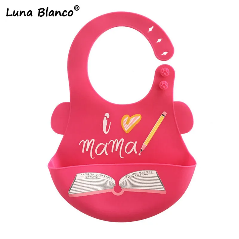 

Luna Blanco Adjustable Baby biby soft silicone Waterproof bibs Children's Lunch Feeding Bibs Baby Apron Baby Bib