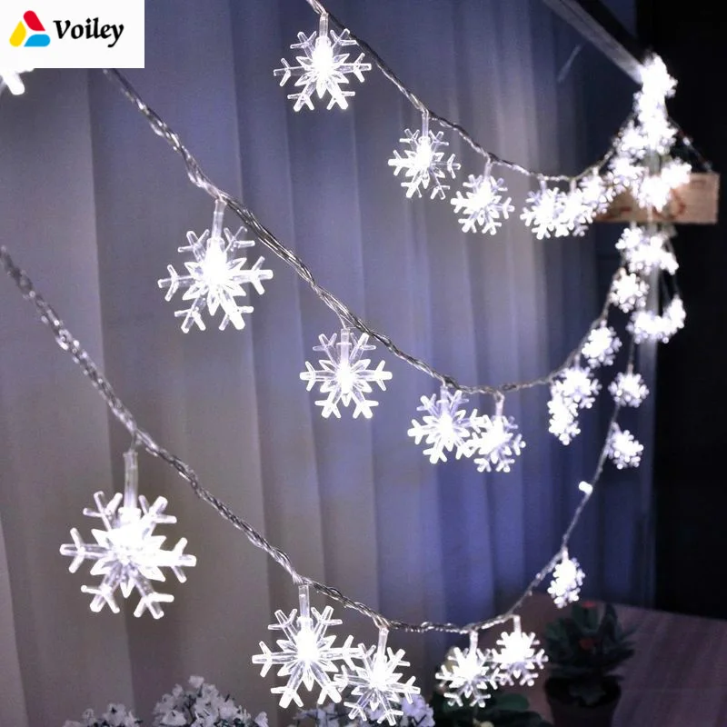 

New Year's Christmas Garlands 20Leds Christmas Tree Snow Flakes Led String Fairy Light Xmas Baby Shower Wedding Party Supplies,B