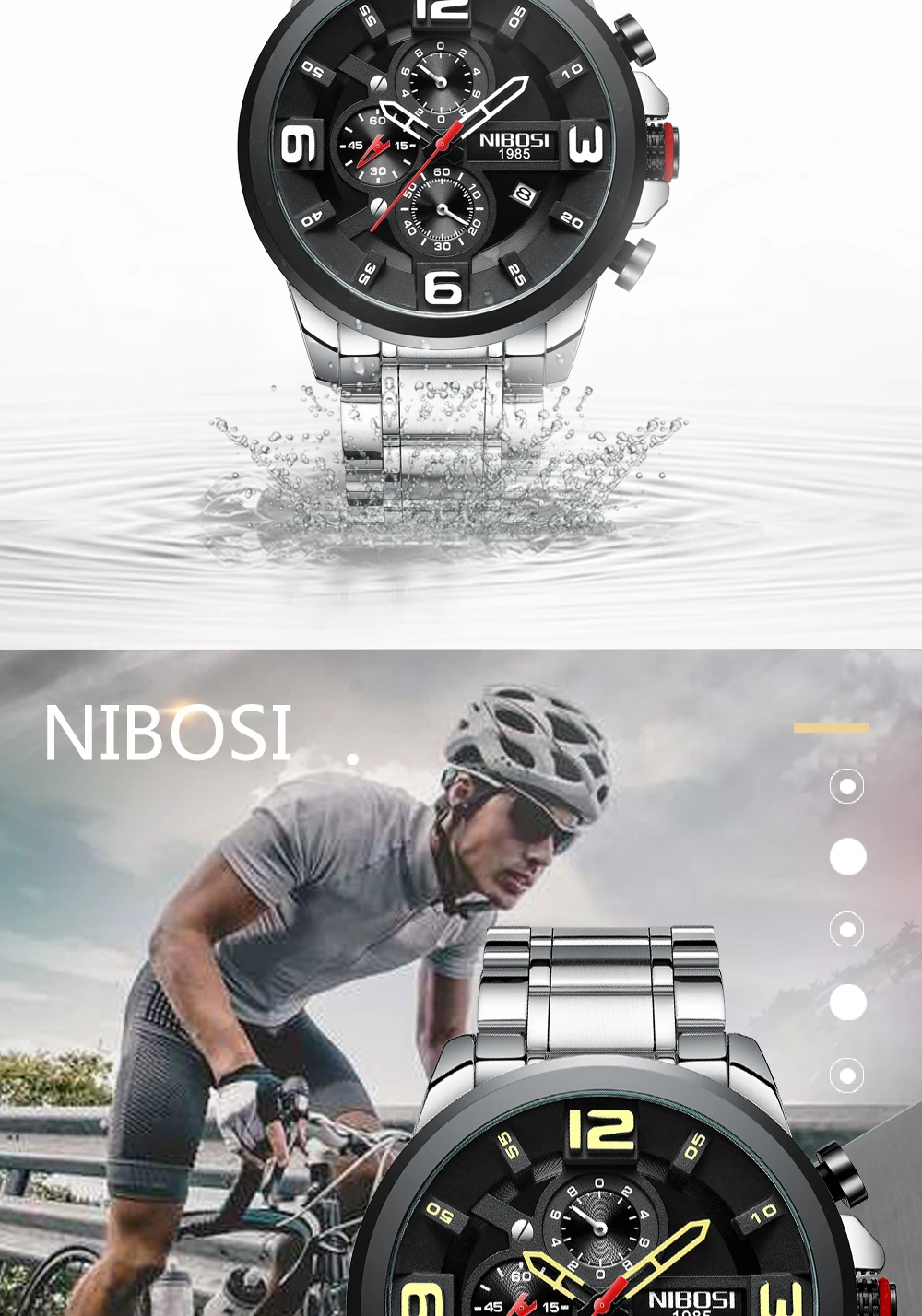 NIBOSI, мужские часы с большим циферблатом, модные мужские часы, топ класса люкс, брендовые, Бизнес Кварцевые часы, мужские спортивные, водонепроницаемые, Relogio Masculino