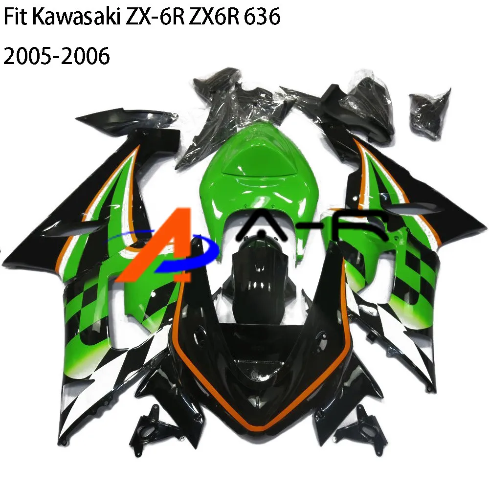 

ABS Injection Molding ABS Plastic Fairing Kit Bodywork For Kawasaki Ninja ZX-6R ZX636 ZX6R ZX-636 2005 2006 ZX 6R 636 FairingS