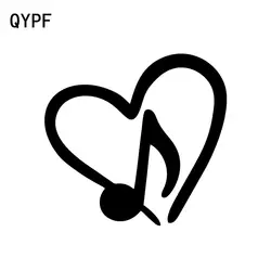 QYPF 15 см * 14 см интересный музыкальный украшение в виде сердца Любовь Музыка Note Band виниловый художественный автомобильный стикер наклейка