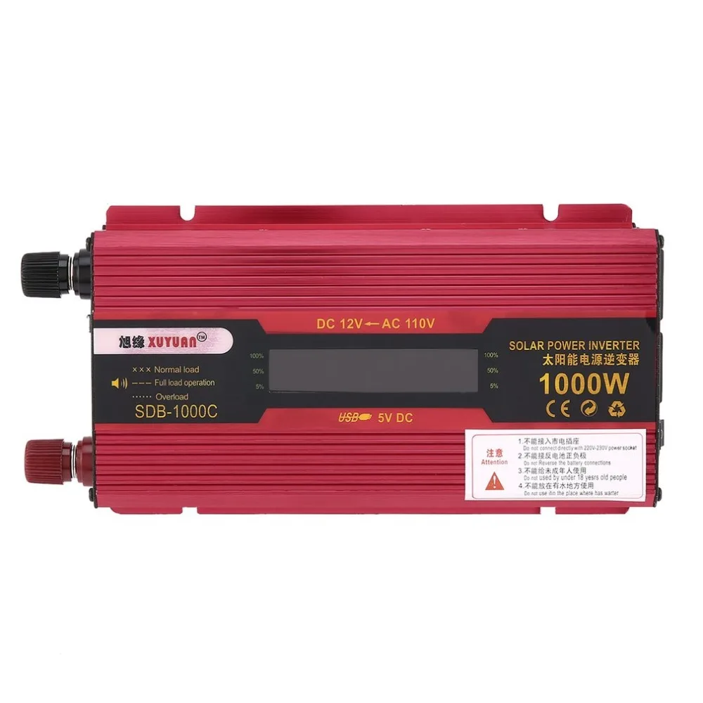 

Solar Power 1000W Power Inverter DC12V AC110V Home Fan Cooling Car Converter for Household Appliances Emergency Power Supply