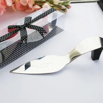 

Free Logo Printing Stainless Steel Personalized Heel Shape Cake Server novelty wedding Bridal Shower Party favor gift