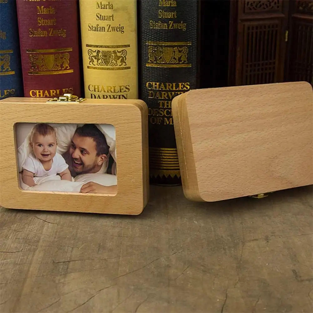 Hobbylan деликатная детская деревянная зубная коробочка для хранения Сувенирная Коробка органайзер для зубов держатель Чехол с фоторамкой и