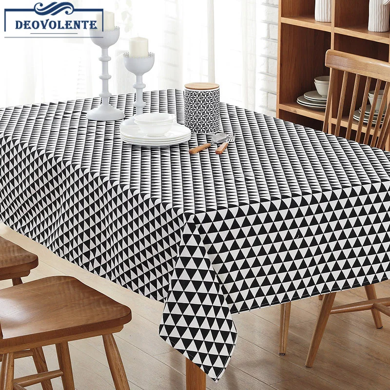 

Simple Canvas Plaid Striped Tablecloth Linen Restaurant Home Hotel Conference Cover Kitchen Table Home Long Tablecloth