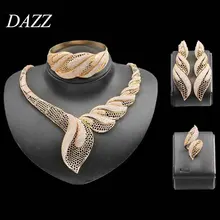 Dazz 4 шт., классический свадебный ювелирный набор, африканские женские свадебные с кубическим цирконом, для помолвки, Дубай, невесты, роскошное большое кольцо, браслет, подарок