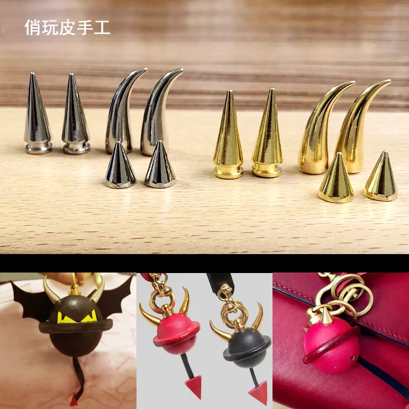 

10pcs/set 10PCS Horn Nail Punk Rock Spike Bend Bullet Metal Stud DIY Rivet Cloth Accessory for leather craft for cloth band shoe