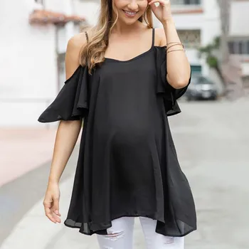 

Women Maternity Fashion Sleeveless Suspender Chiffon Ruffle Loose Shift Dress Maternity Gown 2019 Ropa Premama Embarazadas