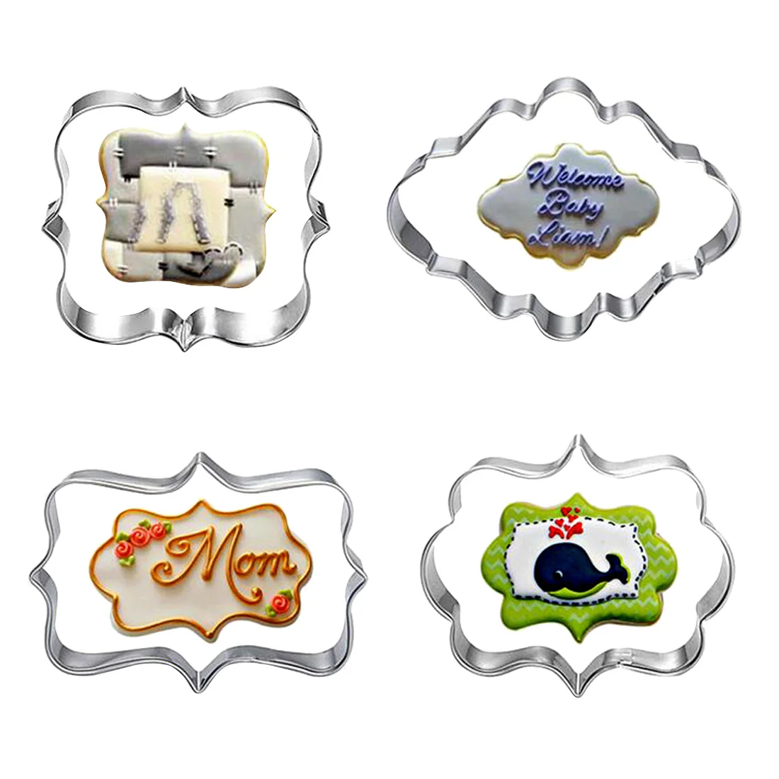 

4PCS DIY Cookie Cutter Stainless Steel Fruit Molds Flower Petals Biscuit Mould Fondant Cutting Pastry Cutters