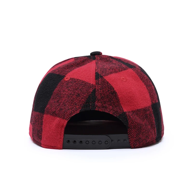 Cap Men Snapback Hip Hop Hat Flat Bill Hat Adjustable Cotton Plaid Sports Outdoor Accessory (5)