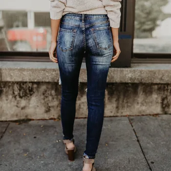 Boyfriend Hole Ripped Jeans Women Pants Cool Denim Vintage skinny push up jeans High Waist Casual ladies jeans Slim mom jeans 3