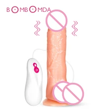 Heating Automatic Telescopic Big Dildo With Strong Suction Cup Realistic Penis Sex Toys for Women Vibrating Female Masturbators