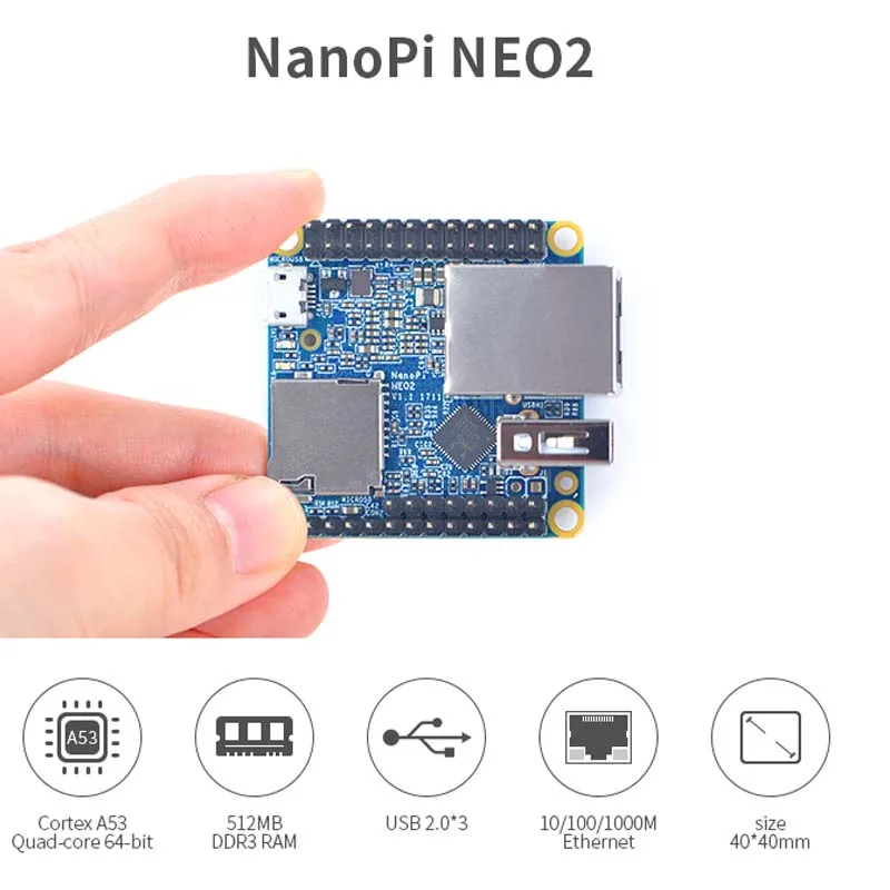 

NanoPi NEO2 v1.1 LTS Development Board faster than Raspberry PI 40X40mm (512MB/1GB DDR3 RAM) ARM Cortex-A53