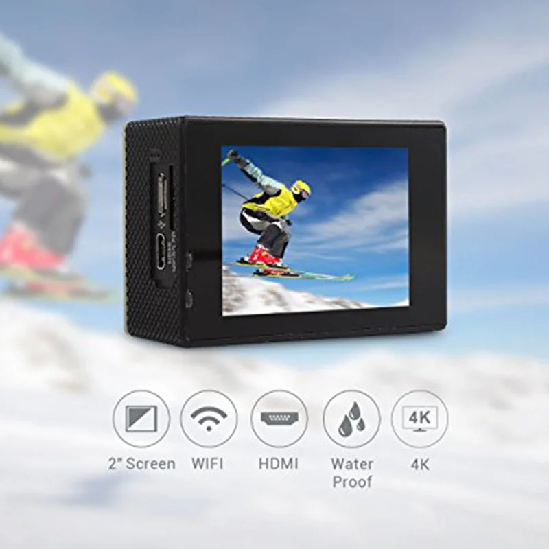 Экшн камера Ultra HD 4 K видеокамера с Wi Fi 16 МП 170 пикселей 2 дюйма f60 водонепроницаемая