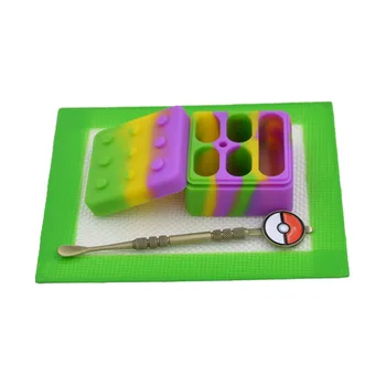 

4+1 silicone wax/butane/slick oil Container Dab wax Jar+Pokeball Non Stick Dabber Carving Dab tool+Silicone Baking hash Mat pad
