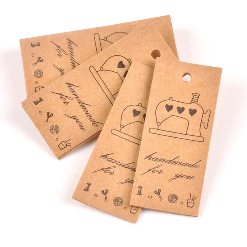 

50pcs Kraft Paper Packaging Hang Tags Handmad Tag Wedding/Birthday Party Candy Boxes ornament for Cosmetics Labels CP2188