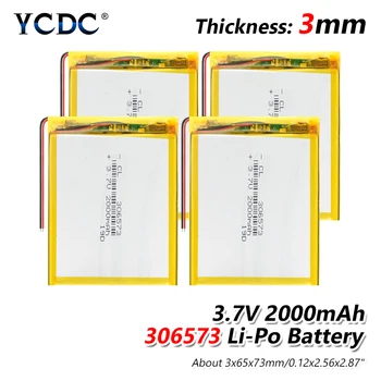 

1/2/4Pcs 306573 2000mAh 3.7V lipo polymer lithium rechargeable battery for MP3 GPS navigator DVD recorder headset e-book camera