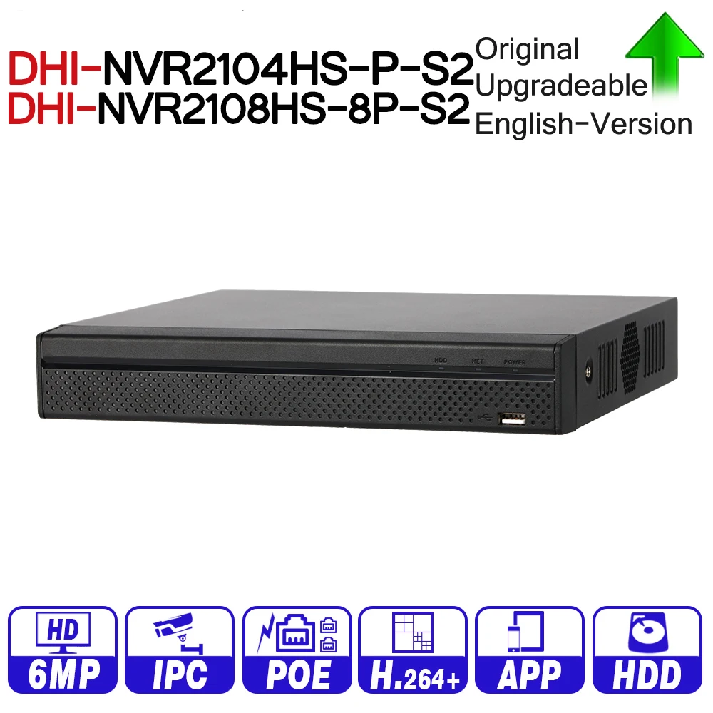 

DH NVR2104HS-P-S2 NVR2108HS-8P-S2 4/8 CH POE NVR 1U PoE Network Video Recorder Full HD 6MP Record For IP Camera