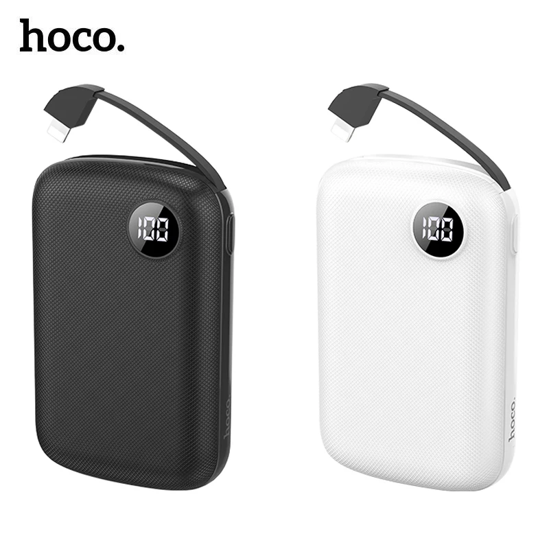 

HOCO Mini Portable Battery Power Bank 10000mAh Small Display External Charger Bulit in Cable Powerbank for Lightning iphone 7