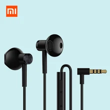 Original Xiaomi Hybrid DC Half In-Ear Earphone Dual Driver With Mic Tenacity Wire Control L-Shape Plug For Xiaomi Redmi Phone