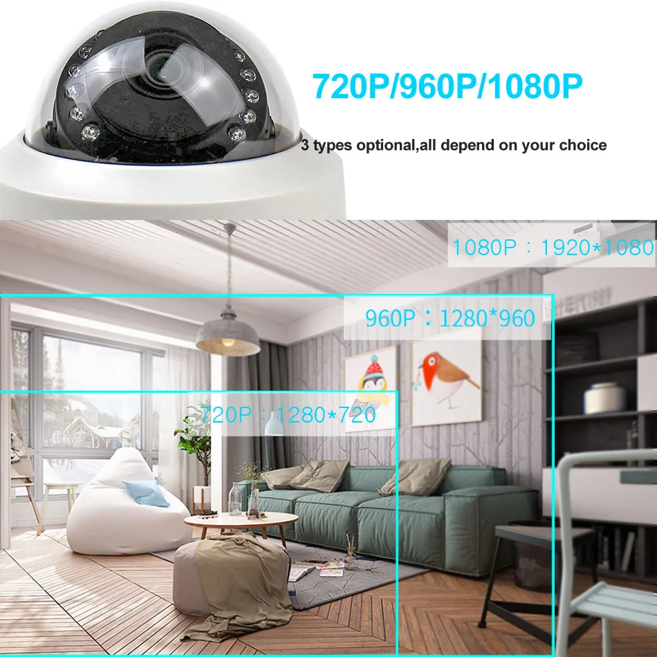 CamHi CCTV Wifi Беспроводная IP камера купольная 1080P SONY323 960P 720P P2P Onvif Аудио ИК фильтр датчик движения сигнализация для IP Cam